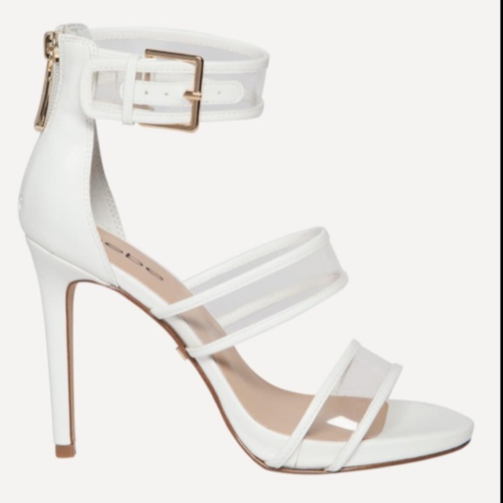 Bebe Auhdrey Clear White Heels - Size 7